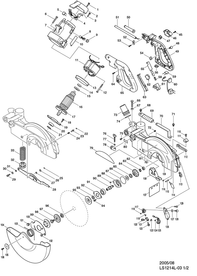 Makita LS1214L Corded 305mm Slide Compound Mitre Saw (with Laser Line) 110v & 240v Spare Parts LS1214L