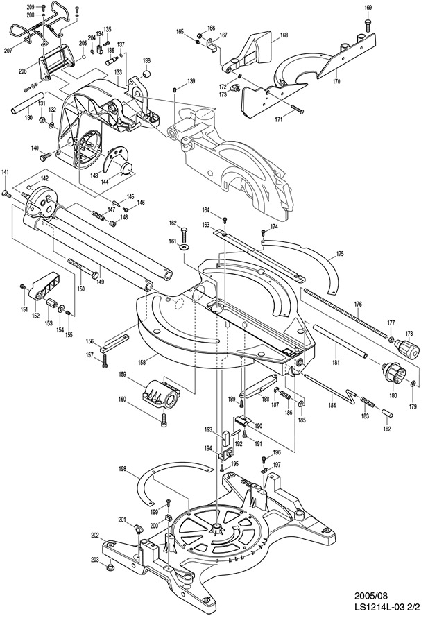 Makita LS1214L Corded 305mm Slide Compound Mitre Saw (with Laser Line) 110v & 240v Spare Parts LS1214L