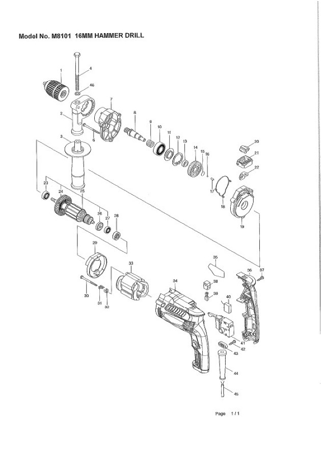 Makita M8101X Percussion Drill Spare Parts M8101X