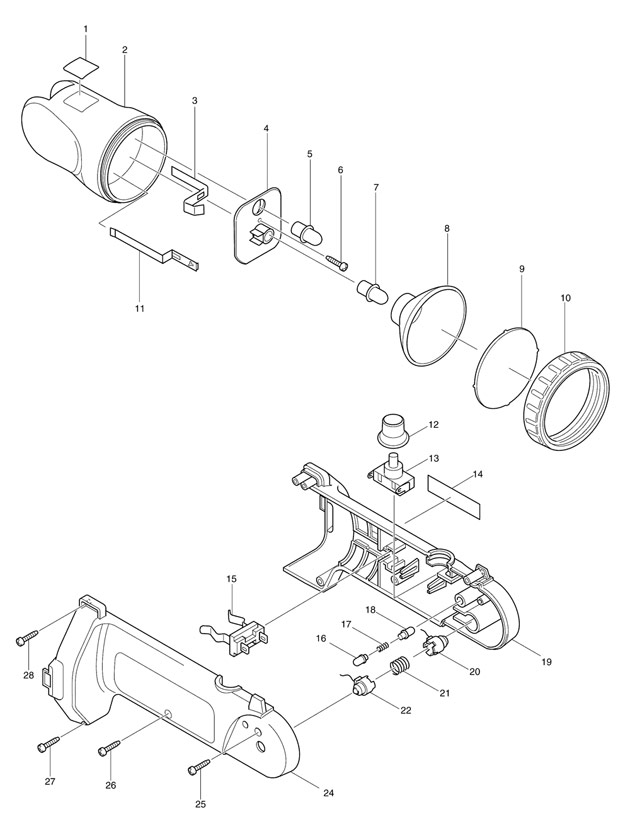 Makita ML120 Cordless Pivot Head Flashlight Torch Jobsite/worksite 12v Spare Parts ML120