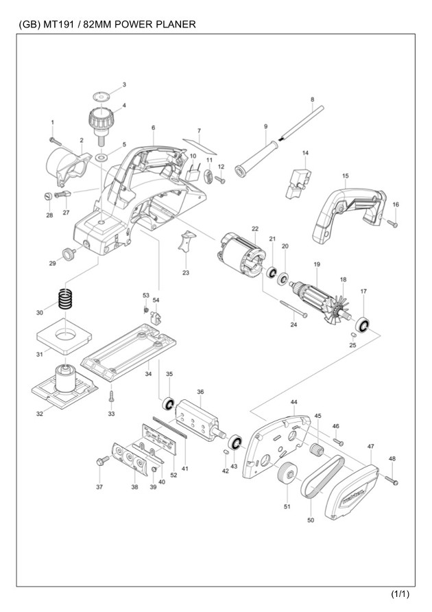 Makita MT191 110v 240v Corded Planer Spare Parts MT191