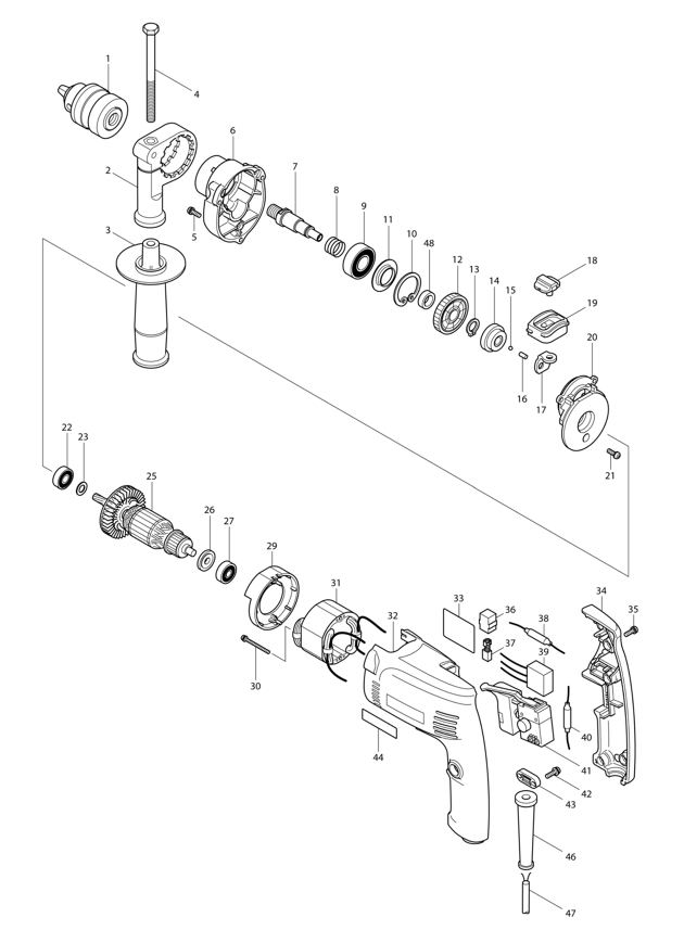 Makita MT811 Hammer Drill 110v & 240v Spare Parts MT811
