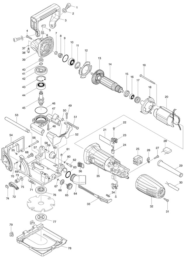 Makita PJ7000 110v Or 240v Corded Biscuit Plate Jointer Spare Parts PJ7000