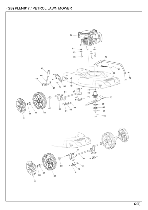 Makita PLM4817 48cm Mulching Lawn Mower Spare Parts PLM4817