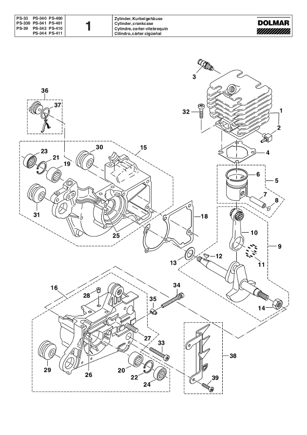 Makita PS411 Dolmar Petrol Chainsaw Spare Parts PS411