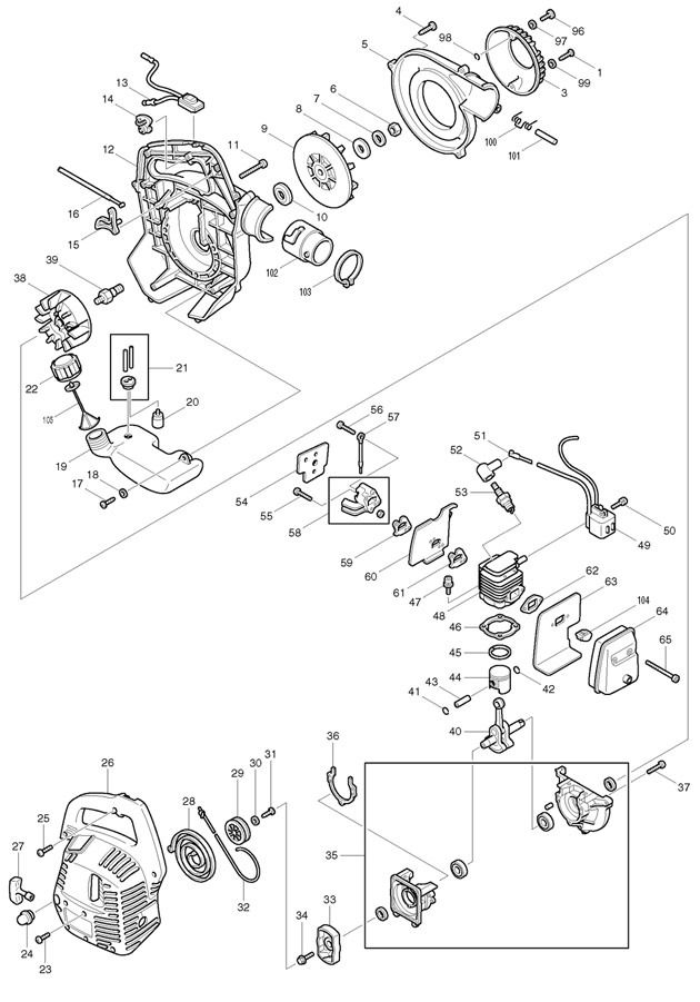 Makita RBL250 24.5cc 2-stroke Garden Petrol Blower Spare Parts RBL250