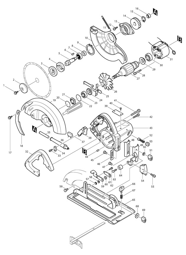 Makita SR2100 Corded 165mm Circular Saw 110v & 240v Spare Parts SR2100
