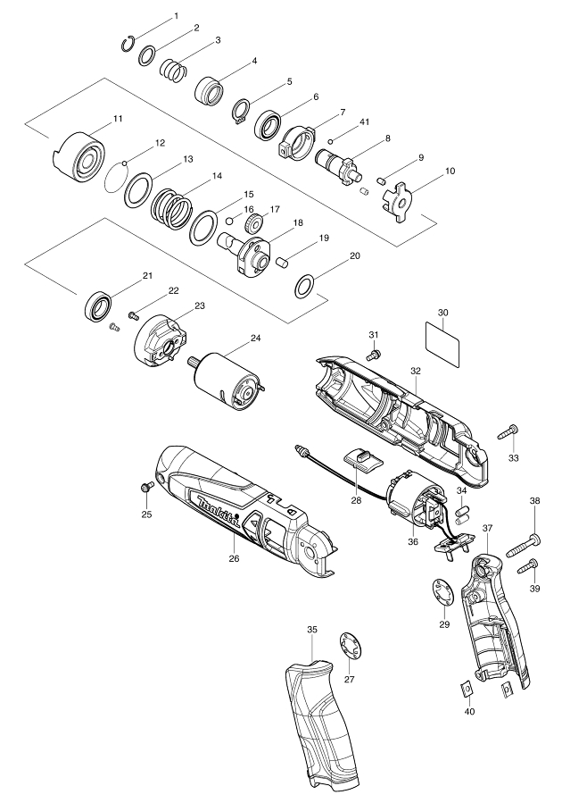 Makita TD021D Cordless In-line Pencil Impact Driver Spare Parts TD021D