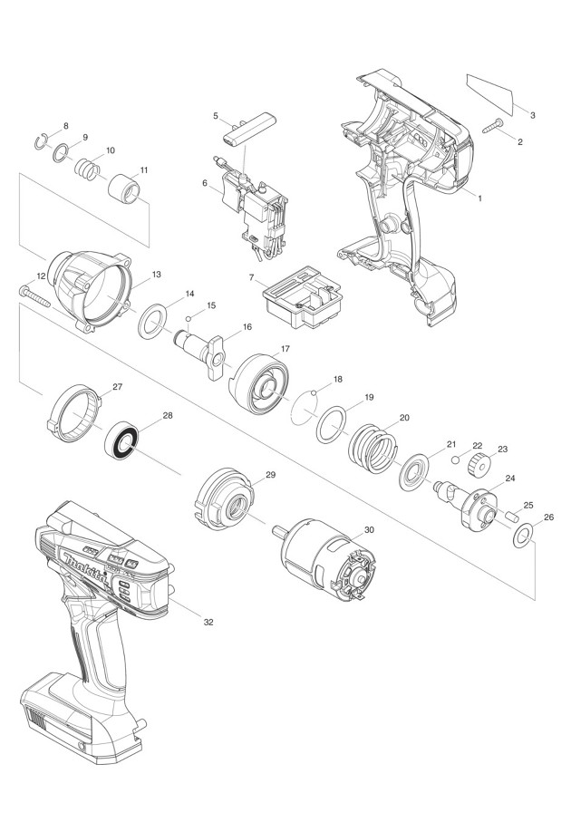 Makita TD126D Cordless Impact Driver 14.4v Spare Parts TD126D