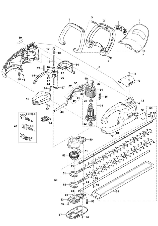 Makita UH4540 Corded Hedge Trimmer 110v 240v Spare Parts UH4540