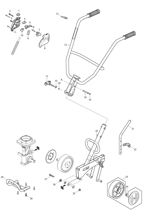 Makita UK360D 36v Cultivator Spare Parts UK360D
