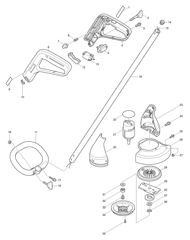 Makita UM140D Powered Grass Trimmer Spare Parts UM140D
