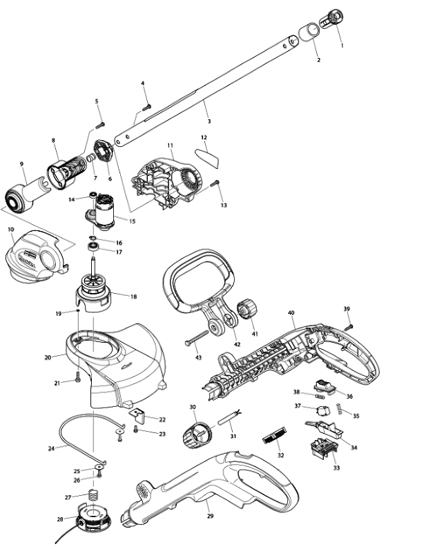 Makita UR140D Cordless String Trimmer Spare Parts UR140D