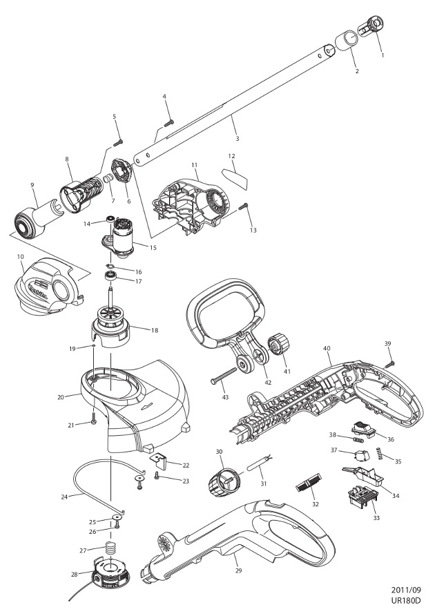 Makita UR180 18v Cordless Line Trimmer G Series Spare Parts UR180