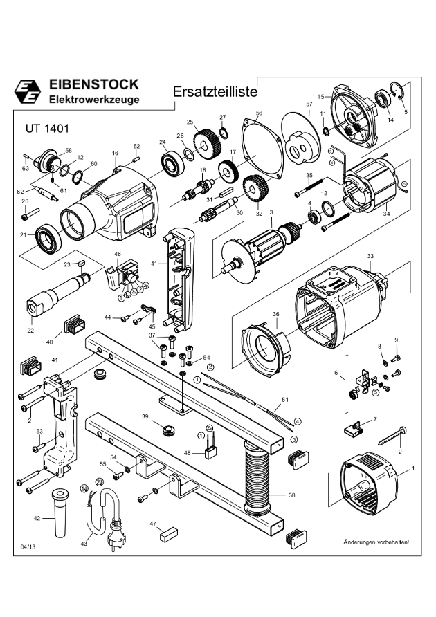 Makita UT1401 Corded 140mm 2-speed Paddle Mixer 110v & 240v Spare Parts UT1401