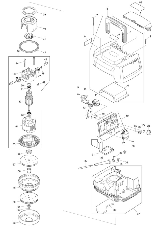 Makita VC1310L 110 & 240 Volt L-class Wet & Dry Vacuum Cleaner Spare Parts VC1310L