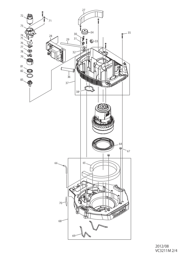 Makita VC3211M 110 & 240 Volt 32l Wet & Dry M-class Dust Extractor Spare Parts VC3211M