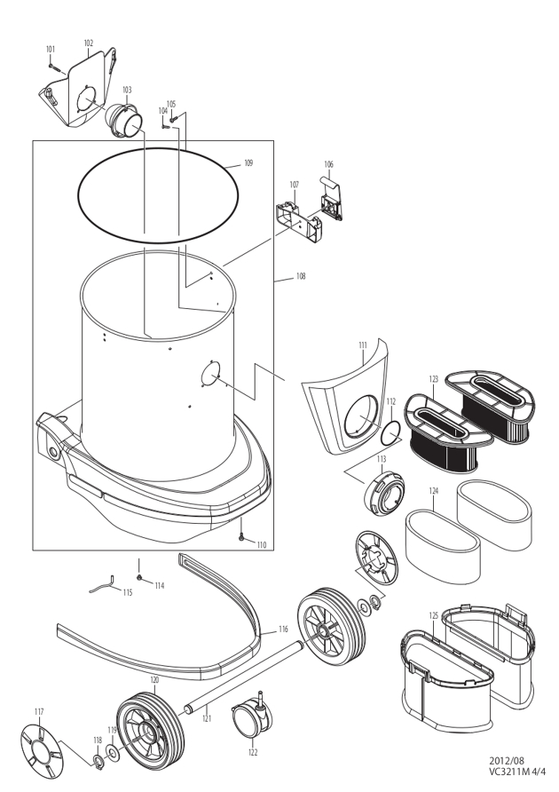 Makita VC3211M 110 & 240 Volt 32l Wet & Dry M-class Dust Extractor Spare Parts VC3211M