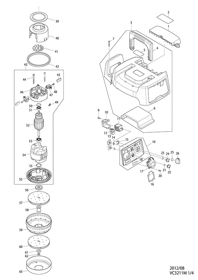 Makita VC3211M 110 & 240 Volt 32l Wet & Dry M-class Dust Extractor Spare Parts VC3211M