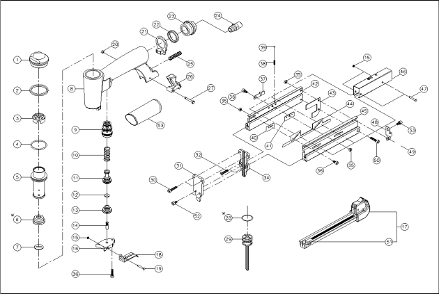 Makita AF201 45‑90mm 23g Air Pin Nailer Spare Parts AF201