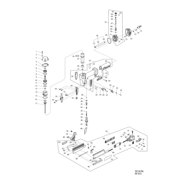 Makita AF353 Gauge Pin Nailer Spare Parts AF353