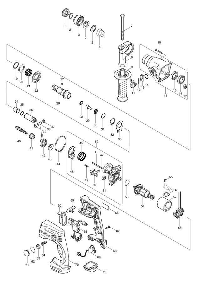 Makita BHR162 14.4v Sds Rotary Hammer Spare Parts BHR162