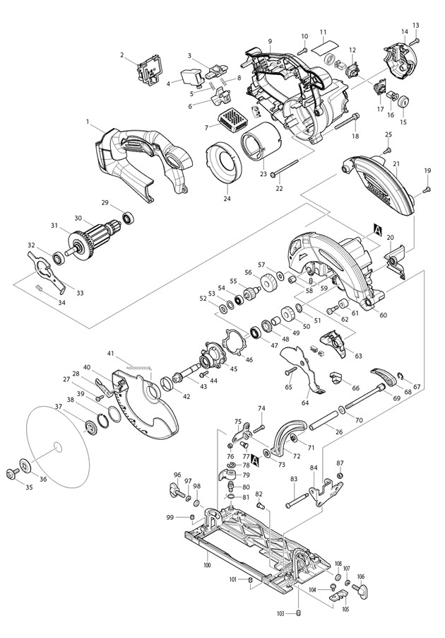 Makita BHS630 Cordless 18v 165mm Circular Saw Spare Parts BHS630