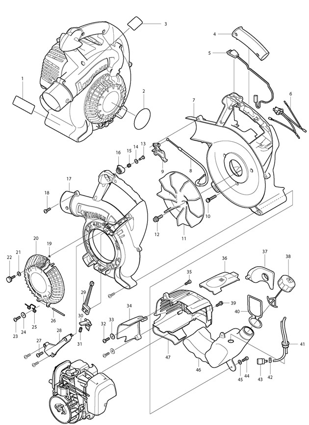 Makita BHX2501 4-stroke Petrol Blower 24.5cc 4 Stroke Spare Parts BHX2501