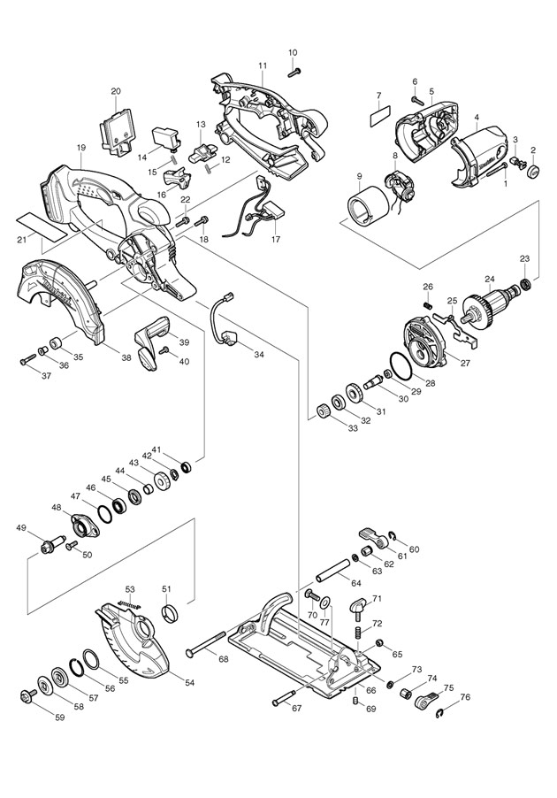 Makita BSS501 Cordless 136mm Circular Saw Spare Parts BSS501