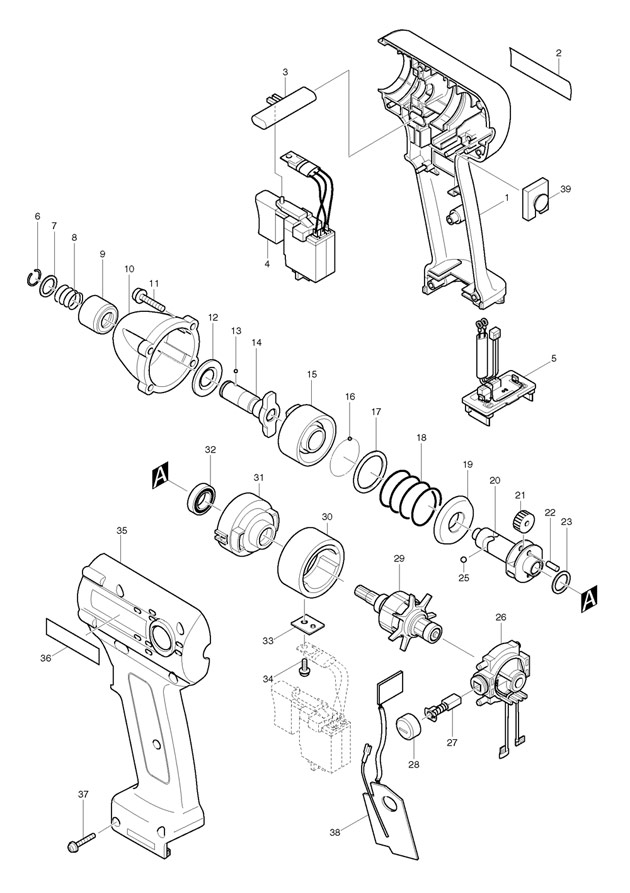 Makita BTD062 Cordless 1/4'' Impact Driver 9.6v Spare Parts BTD062