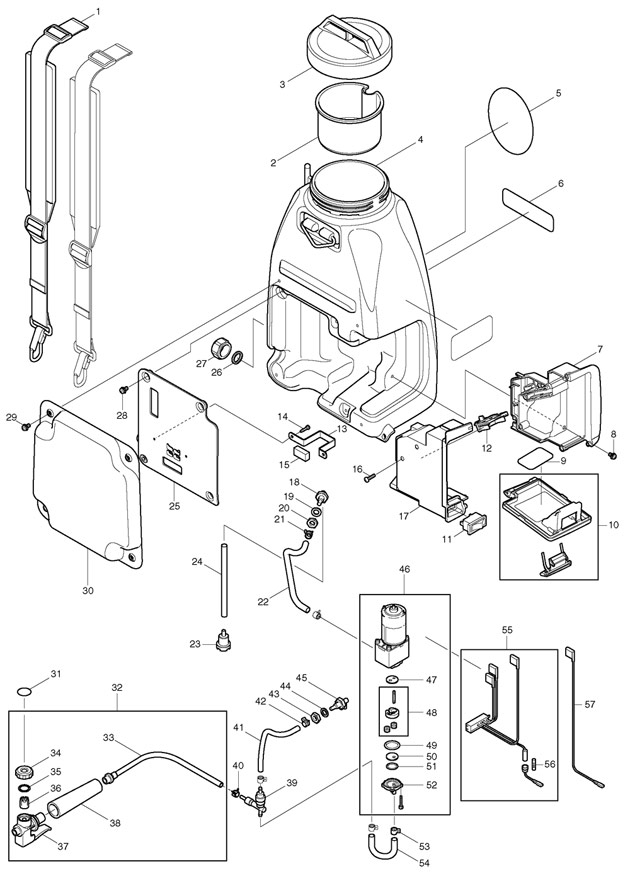 Makita BVF154 Backpack Garden Sprayer Spare Parts BVF154