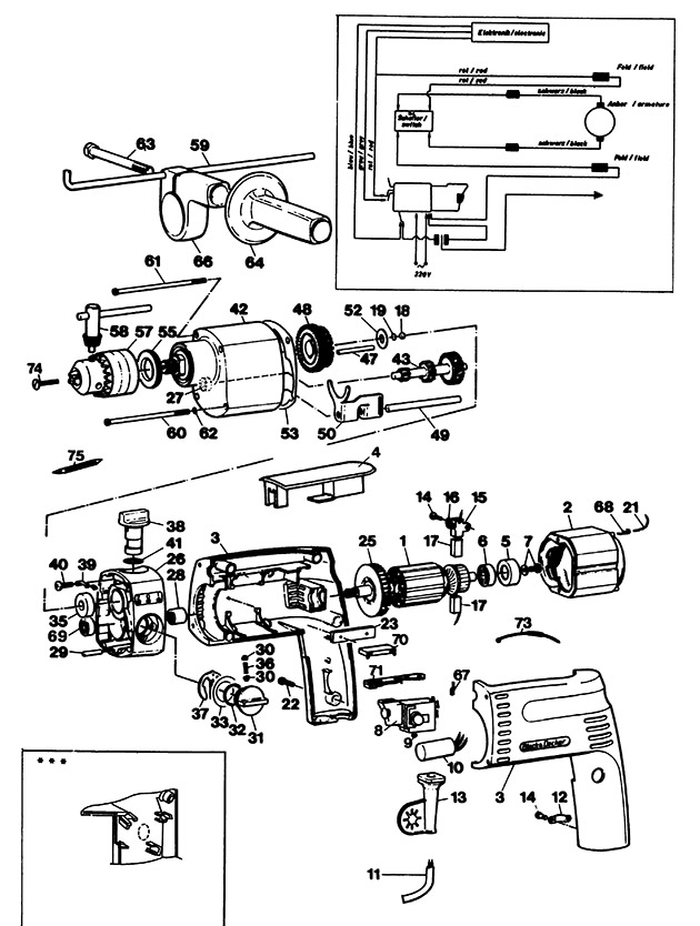 Black & Decker D303R Type 1 Drill Spare Parts D303R