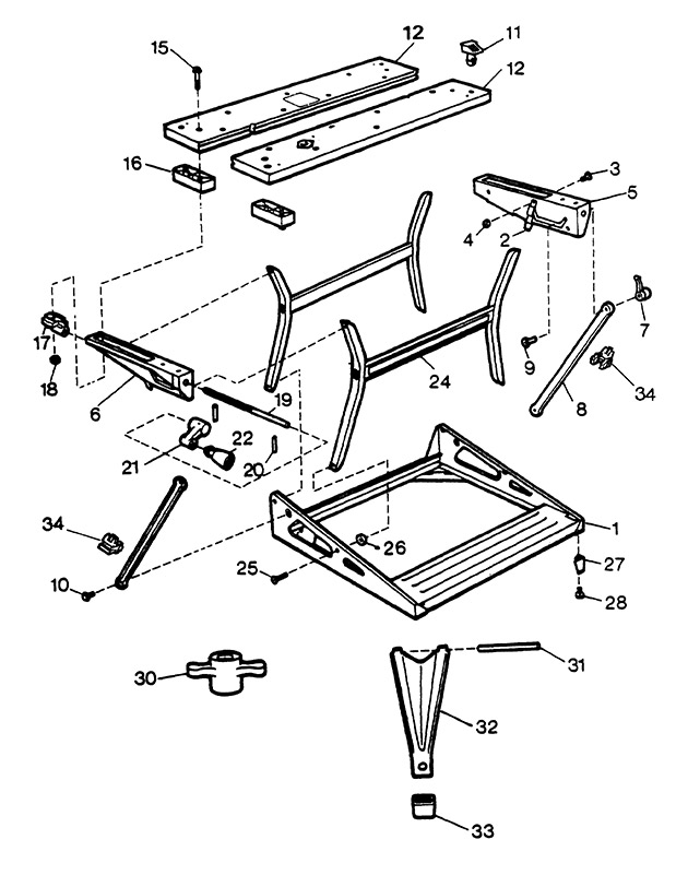 Black & Decker WM536C Type 1 Workmate Spare Parts WM536C