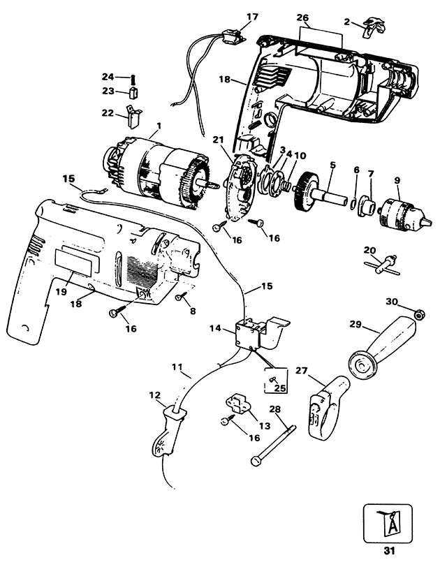 Black & Decker BD160 Type 1 Drill Spare Parts BD160