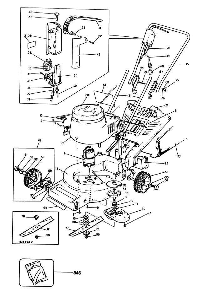 Black & Decker RM1 Type H2A-H2B Rotary Mower Spare Parts RM1