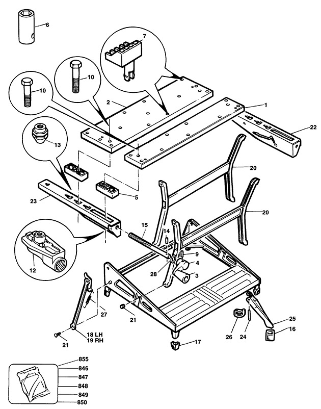 Black & Decker WM747 Type 1 Workmate Spare Parts WM747