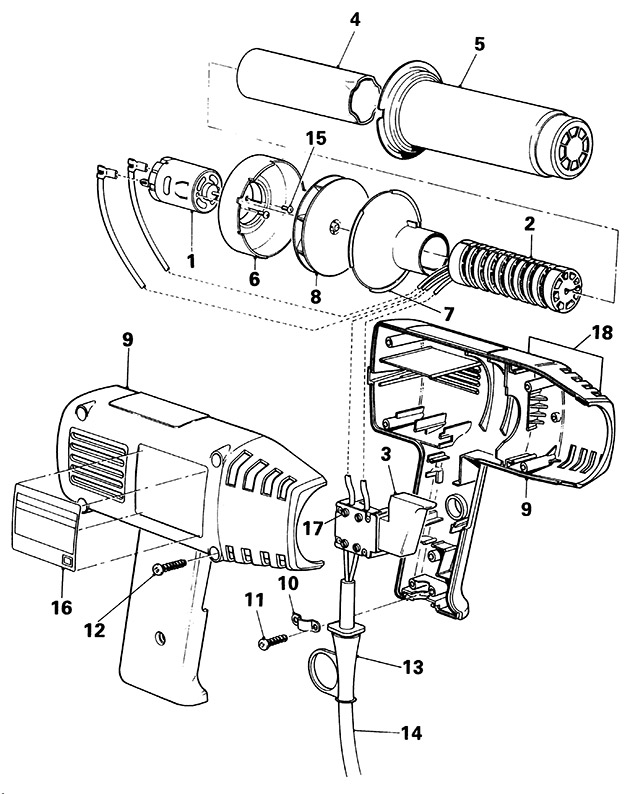 Black & Decker BD1400 Type 1 Heatgun Spare Parts BD1400