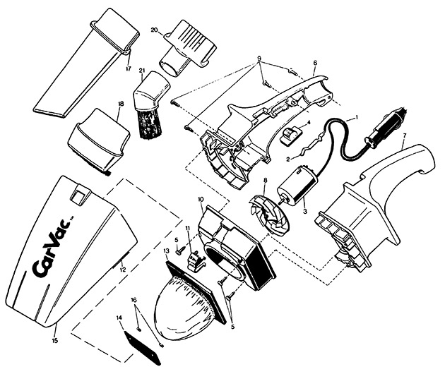 Black & Decker 9511 Type 1 Car Vac Spare Parts 9511