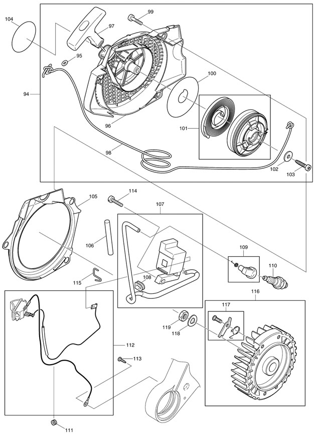 Makita DCS7301 Petrol Outdoor Chainsaw Spare Parts DCS7301