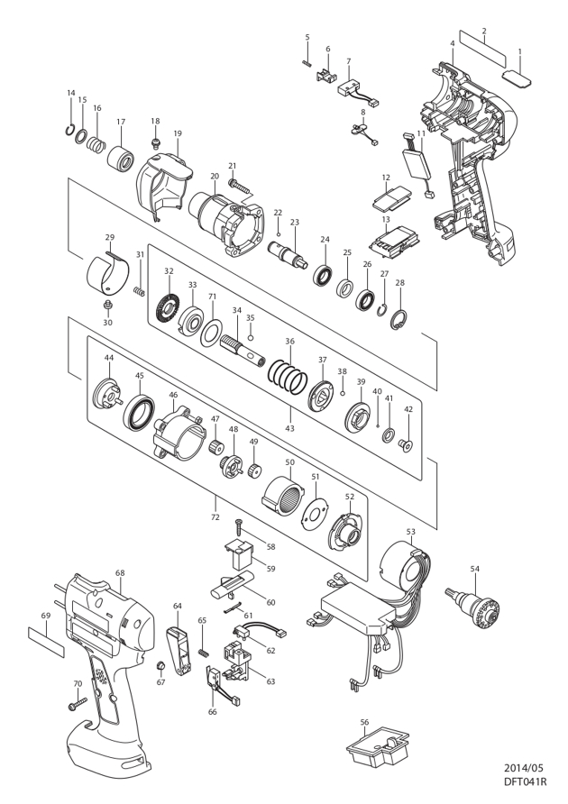 Makita DFT041 14.4v Lxt Cordless Screwdriver Spare Parts DFT041