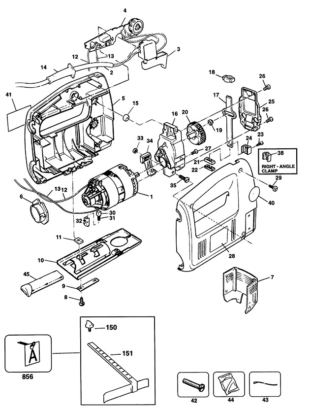Black & Decker DN533E Type 1 Jigsaw Spare Parts DN533E