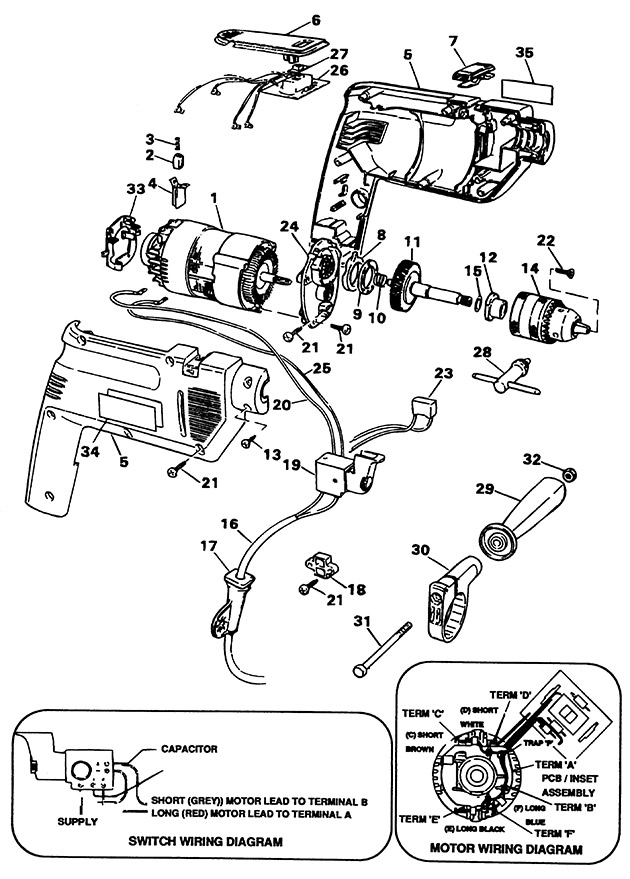 Black & Decker BD153R Type 1 Drill Spare Parts BD153R