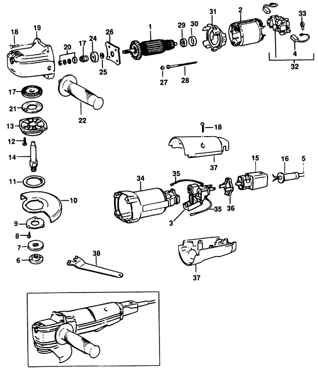 Black & Decker P5411 Type 3 Sander/grinder Spare Parts P5411