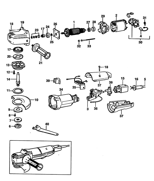Elu EAG206 Type 3 Angle Grinder Spare Parts EAG206