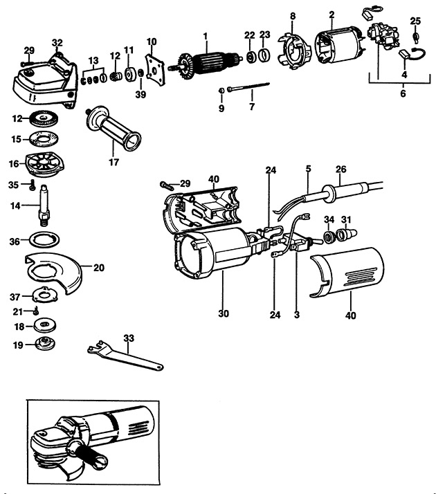 Black & Decker P5504 Type 2 Angle Grinder Spare Parts P5504