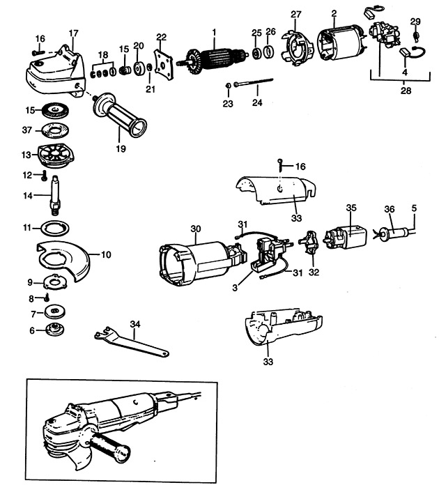 Black & Decker P5516 Type 2 Angle Grinder Spare Parts P5516