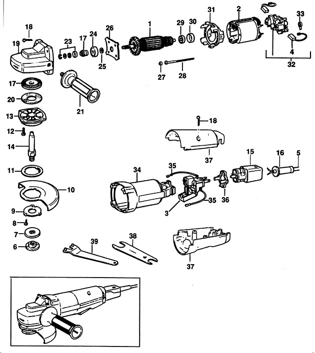 Black & Decker P5426 Type 1 Angle Grinder Spare Parts P5426