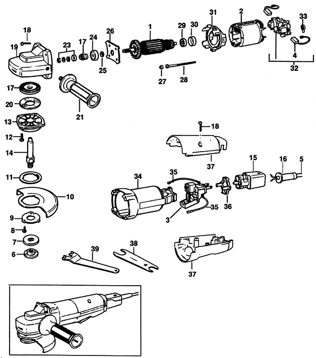 Black & Decker P5427 Type 1 Angle Grinder Spare Parts P5427