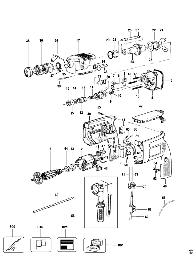 DeWalt DW553K Type 1 Rotary Hammer Spare Parts DW553K