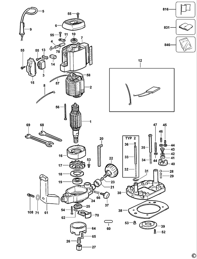 DeWalt DW614 Type 1 Router Spare Parts DW614